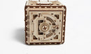 UGears 3D Safe DIY kit featuring intricate wooden gears and mechanisms. This mechanical puzzle showcases precision craftsmanship and engaging assembly process for enthusiasts.