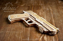 The UGears 3D Wolf-01 Handgun is a detailed mechanical model made from quality wood, showcasing intricate design elements and craftsmanship. Ideal for DIY enthusiasts and puzzle lovers, it features a realistic handgun shape and can be assembled using no glue or special tools. Perfect for collectors, hobbyists, and as a unique gift.
