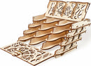 UGears 3D Card Holder DIY kit featuring a beautifully crafted wooden design with multiple compartments for organizing cards. The intricate laser-cut details and sturdy construction make it a stylish and functional addition to any desk or workspace.