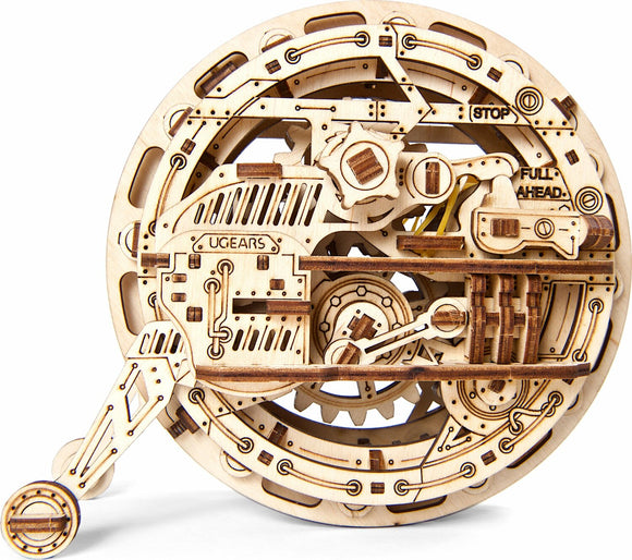 The UGears 3D Monowheel is an intricate DIY kit made of finely crafted wooden parts. It features detailed laser-cut designs showcasing gears, mechanisms, and decorative elements, allowing users to create a functioning model. The monowheel is designed for assembly, promoting hands-on creativity and engagement.