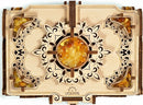 The UGears 3D Amber Box is a beautifully designed DIY kit made from natural wood, featuring intricate patterns and compartments filled with amber-colored pieces. This engaging model combines artistry and engineering, ideal for hobbyists and collectors. Perfect for displaying or storing small treasures.