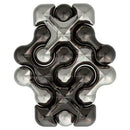 The Cast Dot mechanical puzzle by Hanayama features a striking design with interlocking shapes and smooth surfaces in a mix of black and metallic finishes. Its intricate patterns invite puzzlers to explore the challenge within, ideal for enhancing cognitive skills and providing hours of entertainment.