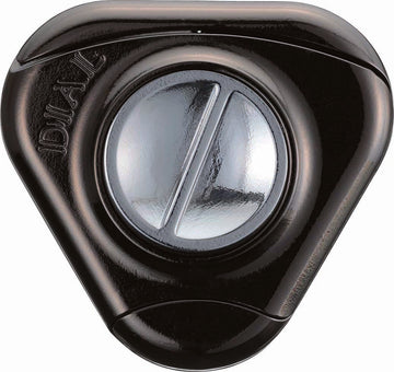The Cast Dial by Hanayama is a mechanical puzzle featuring a shiny, silver circular dial embedded within a sleek black triangular casing. The dial exhibits a subtle groove, highlighting the intricate design that invites users to explore its challenges. This puzzle offers a blend of visual appeal and cognitive stimulation, making it perfect for puzzle enthusiasts.