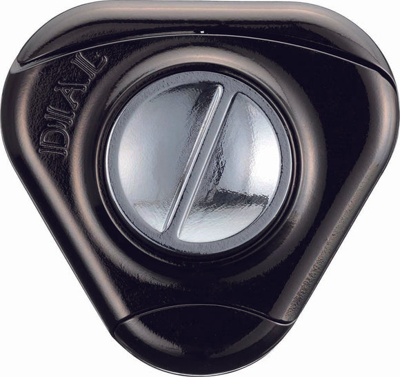 The Cast Dial by Hanayama is a mechanical puzzle featuring a shiny, silver circular dial embedded within a sleek black triangular casing. The dial exhibits a subtle groove, highlighting the intricate design that invites users to explore its challenges. This puzzle offers a blend of visual appeal and cognitive stimulation, making it perfect for puzzle enthusiasts.