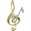 The Cast Harmony mechanical puzzle by Hanayama features an intricate design shaped like a treble clef and a musical note. Crafted from durable metal, it showcases a shiny gold and silver finish, emphasizing its elegant and artistic appeal. This challenging puzzle engages the mind as you work to separate the pieces and brings a symphony of fun and creativity to your puzzle collection.