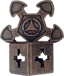 The Cast O'Gear is a sophisticated mechanical puzzle made by Hanayama, featuring a unique design with rotating elements and a textured bronze finish. This brain-teaser challenges users to manipulate its components to find a way to disassemble and reassemble the intricate structure, offering both aesthetic appeal and a rewarding challenge for puzzle enthusiasts.