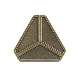 The Hanayama Cast Delta is a brass mechanical puzzle featuring a unique triangular design with three interlocking sections. Crafted with precision, it challenges your problem-solving skills as you work to disentangle its pieces. The antique finish adds a touch of elegance, making it an attractive addition to any puzzle collection.
