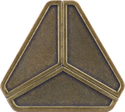 The Cast Delta mechanical puzzle by Hanayama features a sleek, triangular design with three distinct segments. Its metallic finish offers an elegant look, perfect for both display and problem-solving. This brain teaser challenges users to disentangle the pieces while enhancing cognitive skills and providing hours of stimulating entertainment.