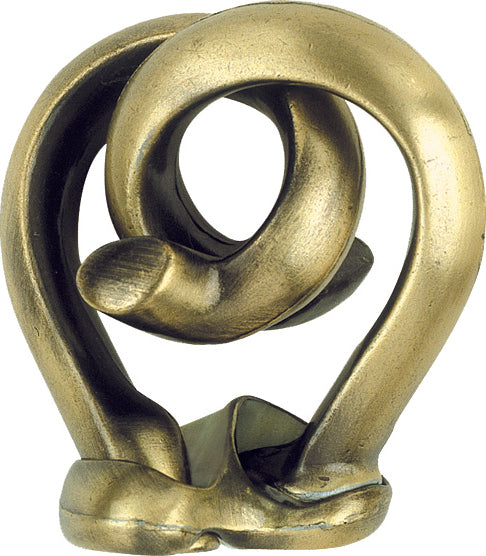 Cast Radix by Hanayama, a mechanical puzzle featuring a unique design with intertwined curves and loops in a metallic finish, showcasing intricate craftsmanship.