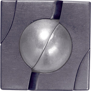 The Cast Marble by Hanayama is a sophisticated mechanical puzzle featuring a sleek, metallic casing surrounding a smooth, round marble. The design incorporates several grooves and gaps, inviting the user to manipulate the marble through the intricate pathways to solve the puzzle. This engaging puzzle challenges your spatial reasoning skills and provides hours of entertainment.