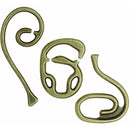 The Cast Enigma by Hanayama features a unique mechanical puzzle design comprised of three intricately shaped metal pieces in a gold bronze finish. The pieces are intertwined in a complex arrangement, showcasing swirling and curvy motifs, inviting players to disengage and reassemble them for a challenging experience.