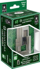 The Hanayama Cast Quartet is a challenging mechanical puzzle designed to test your problem-solving skills. Featuring intricate metallic pieces that interlock, this puzzle has a difficulty level of 6 and comes in an eye-catching green and black packaging. The puzzle encourages players to figure out how to disassemble and reassemble the pieces, providing hours of engaging fun for puzzle enthusiasts aged 12 and up.