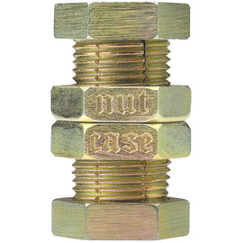 The Cast Nutcase by Hanayama is a unique mechanical puzzle consisting of interlocking metallic components shaped like nuts and bolts. The puzzle features engraved text on its surface, enhancing its intricate design. It offers a challenging and engaging experience, perfect for puzzle enthusiasts.