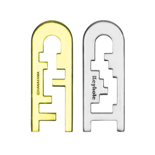 The Hanayama Cast Keyhole is a mechanical puzzle featuring two interlocking pieces, one gold and one silver, each shaped like a keyhole. This intricate design offers a challenging yet rewarding experience for puzzle enthusiasts. Ideal for enhancing problem-solving skills and providing hours of entertainment.