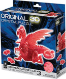 3D Crystal Puzzle featuring a vibrant red dragon design. The box showcases the assembled dragon with intricate detailing. Includes 56 pieces and is suitable for ages 12 and up.