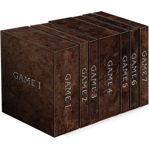 Harry Potter: Hogwarts Battle is a cooperative card game featuring a beautifully designed set of game boxes labeled Game 1 to Game 7, showcasing its multi-part gameplay experience. The boxes have a rugged, magical appearance, evoking the enchanting world of Hogwarts.