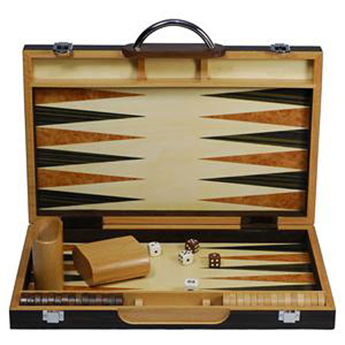 Backgammon 15" Black Zebra Woo