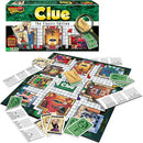 The Clue game by Winning Moves showcases a colorful game board, featuring rooms, characters, and cards. The box is open, revealing the components and the board layout, designed for players to solve a murder mystery by gathering clues and making deductions.