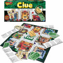 Clue board game by Winning Moves featuring the classic edition. The image shows the game board with rooms, suspect cards, and game pieces laid out. The box with the game title is visible in the background, highlighting its interactive gameplay and detective theme.