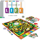 The Game of Life board game by Winning Moves featuring a colorful game board with winding paths, plastic pegs, play money, and game pieces. The box showcases the title and indicates it is a family game, perfect for players of all ages to enjoy strategy and chance.