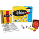 Classic Yahtzee game by Winning Moves featuring a colorful box, dice, scoring pads, and game tokens. Includes instructions for gameplay, promoting fun and strategic thinking for family and friends.