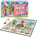 Candy Land board game by Winning Moves, featuring a vibrant game board with colorful paths, candy-themed illustrations, and playful character pieces. The game box showcases whimsical artwork, celebrating over 65 years of family fun. Ideal for children and families, this sweet adventure promotes color recognition and simple gameplay.